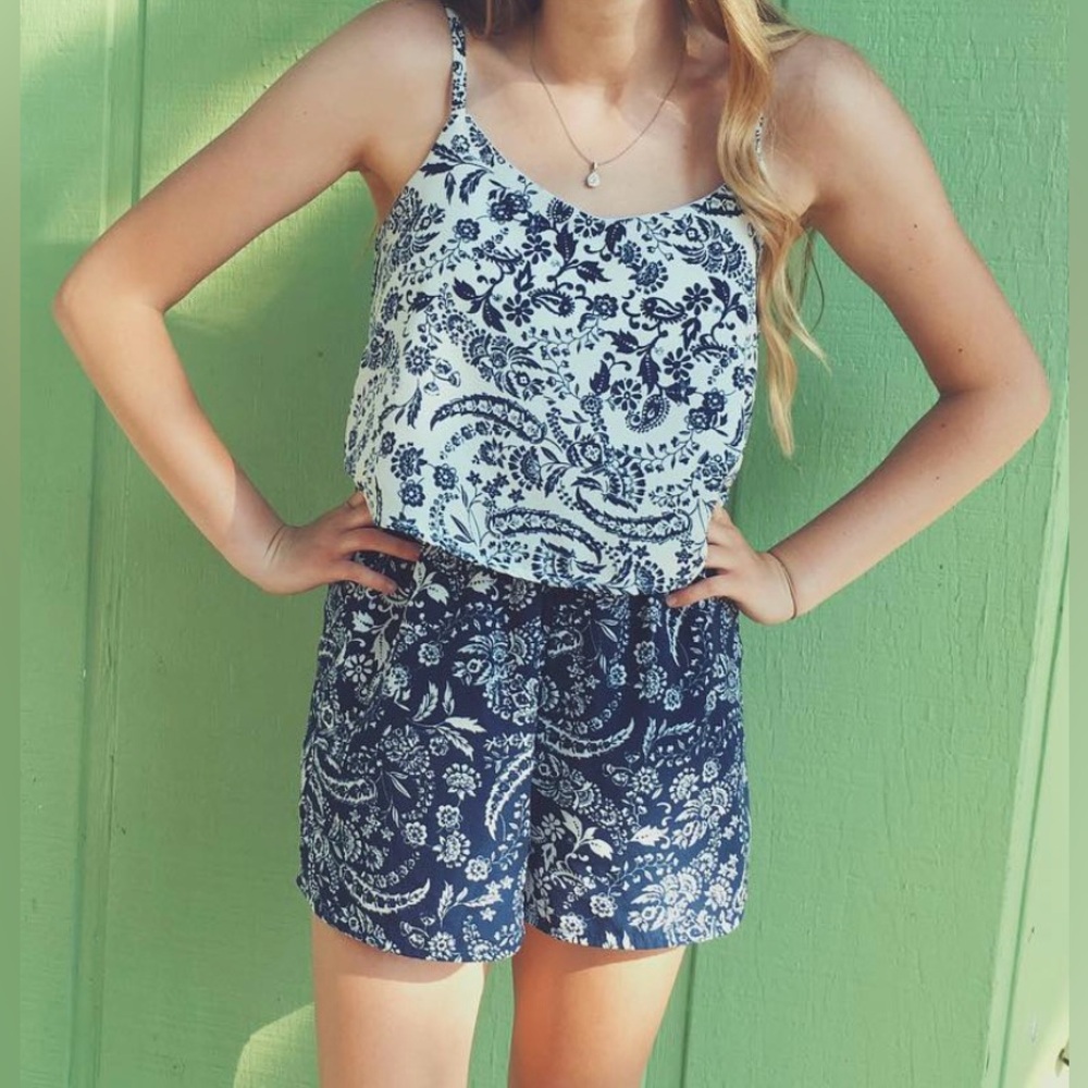 Charlotte Russe Navy and White Floral Dress
